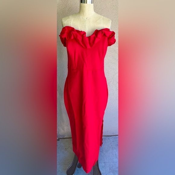 Fashion Nova Dresses & Skirts - Fashion Nova Vibrant Red Ruffle Maxi Dress